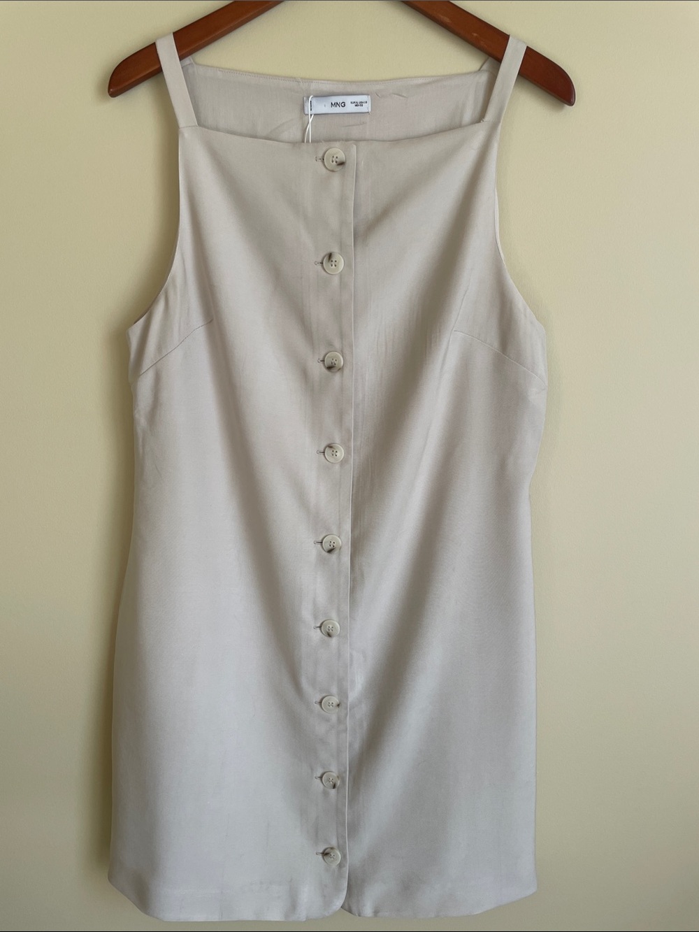 Mango Cream Button-Front Mini Dress
